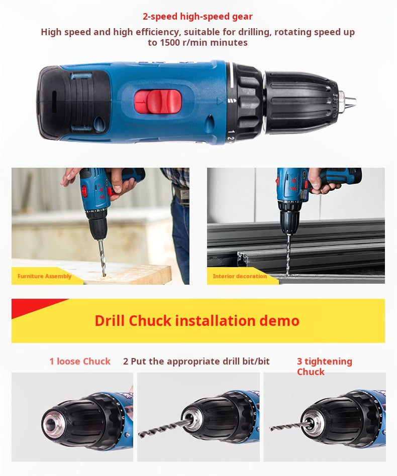 Dongcheng Cordless Drill DCJZ09-10(B), 12V Professional-Grade Tool