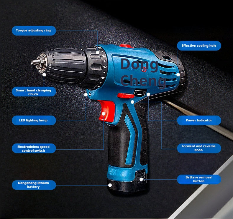 Dongcheng Cordless Drill DCJZ09-10(B), 12V Professional-Grade Tool