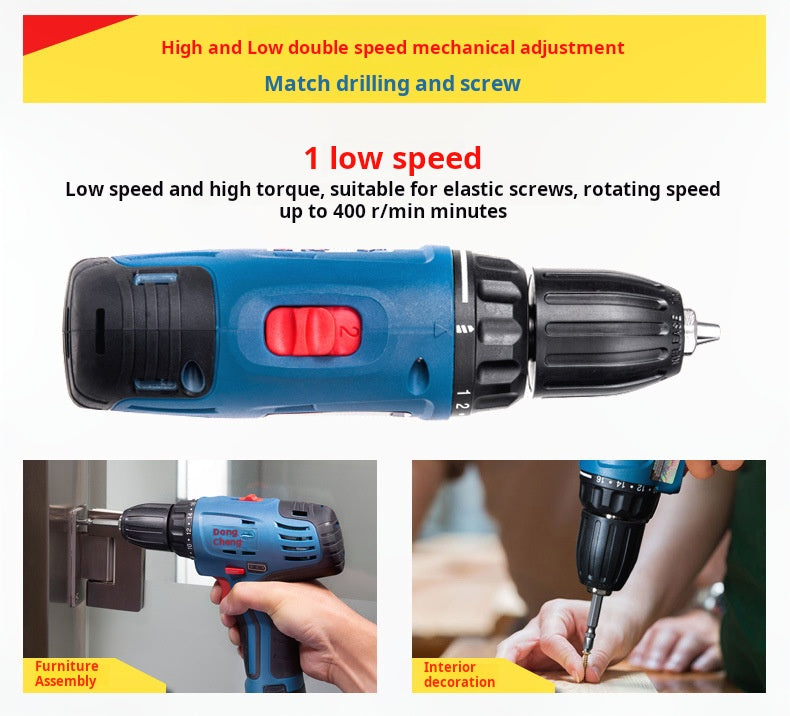 Dongcheng Cordless Drill DCJZ09-10(B), 12V Professional-Grade Tool