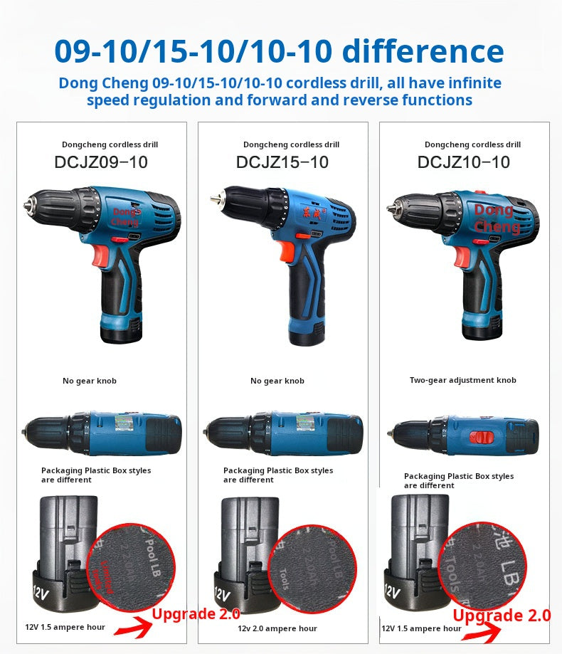 Dongcheng Cordless Drill DCJZ09-10(B), 12V Professional-Grade Tool
