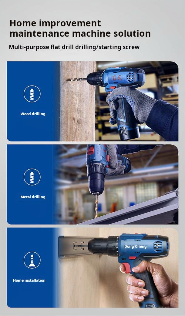 Dongcheng 16V Dual-Speed Cordless Drill Driver - DCJZ1601E with Two 2.0Ah Batteries and Charger