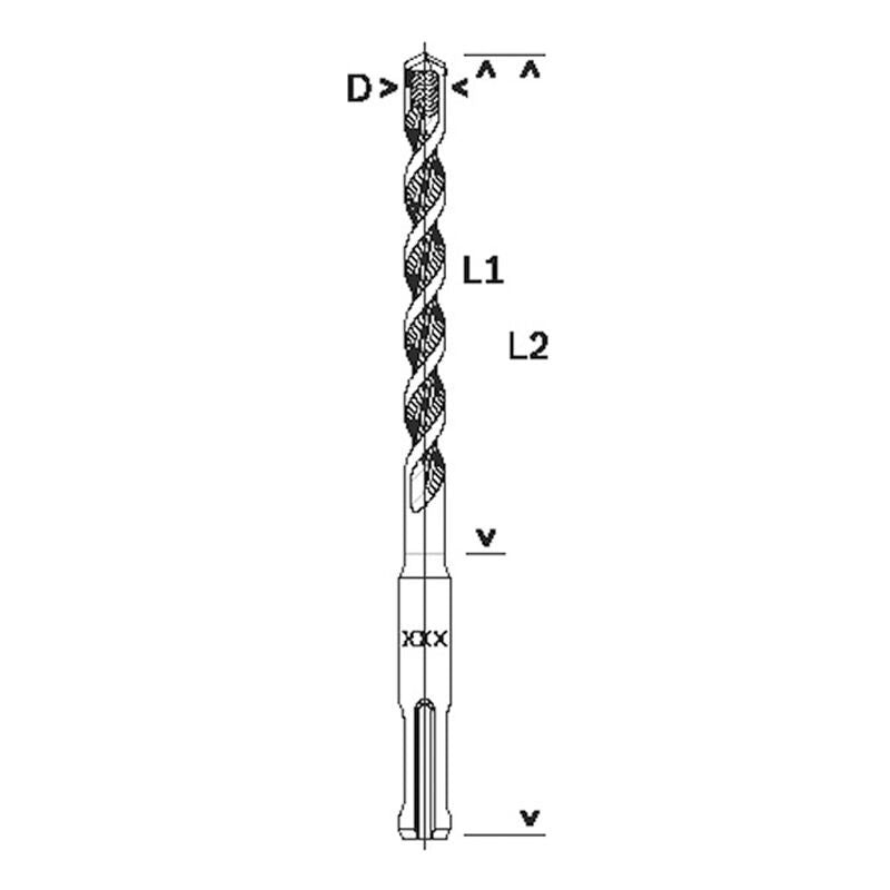 Dongcheng SDS-Plus Shank Hammer Drill Bits 6-25mm for Masonry and Concrete - Cross-Border Compatible(Straight shank)