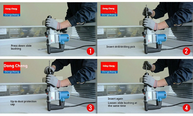 Dongcheng High-Power Triple Mode Rotary Hammer Drill FF03-26, SDS-Plus Shank, 220V
